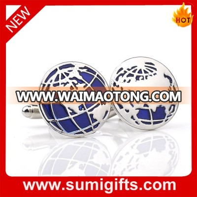 copper metal silver plated cufflinks blue earth pattern professional men shirt cufflinks