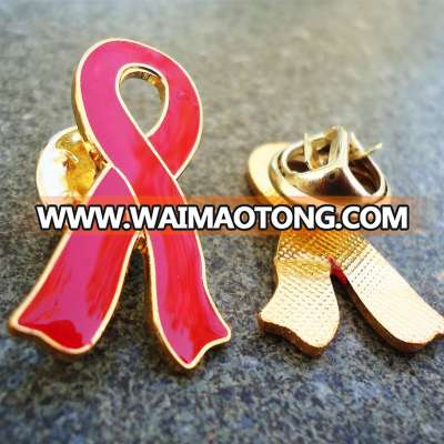 2016 be unique and fashion cute pink ribbon lapel pin badge lapel pins with customized logo